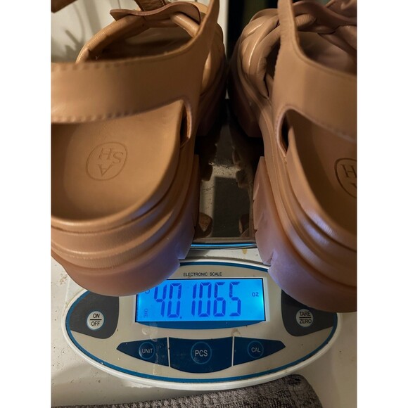 Ash Sandals Women 10 Beige Sirena NEW Leather Platform Chunky Shoes Athleisure - Picture 8 of 8